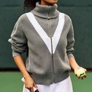 Varley Ada Sage Green Knit Zip-Up Sweater XS